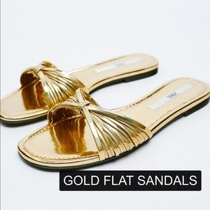 ZARA GOLD FLAT SANDALS
